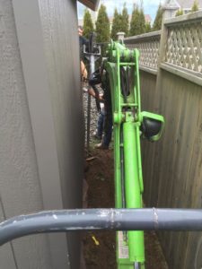 shed with new piles tight space install